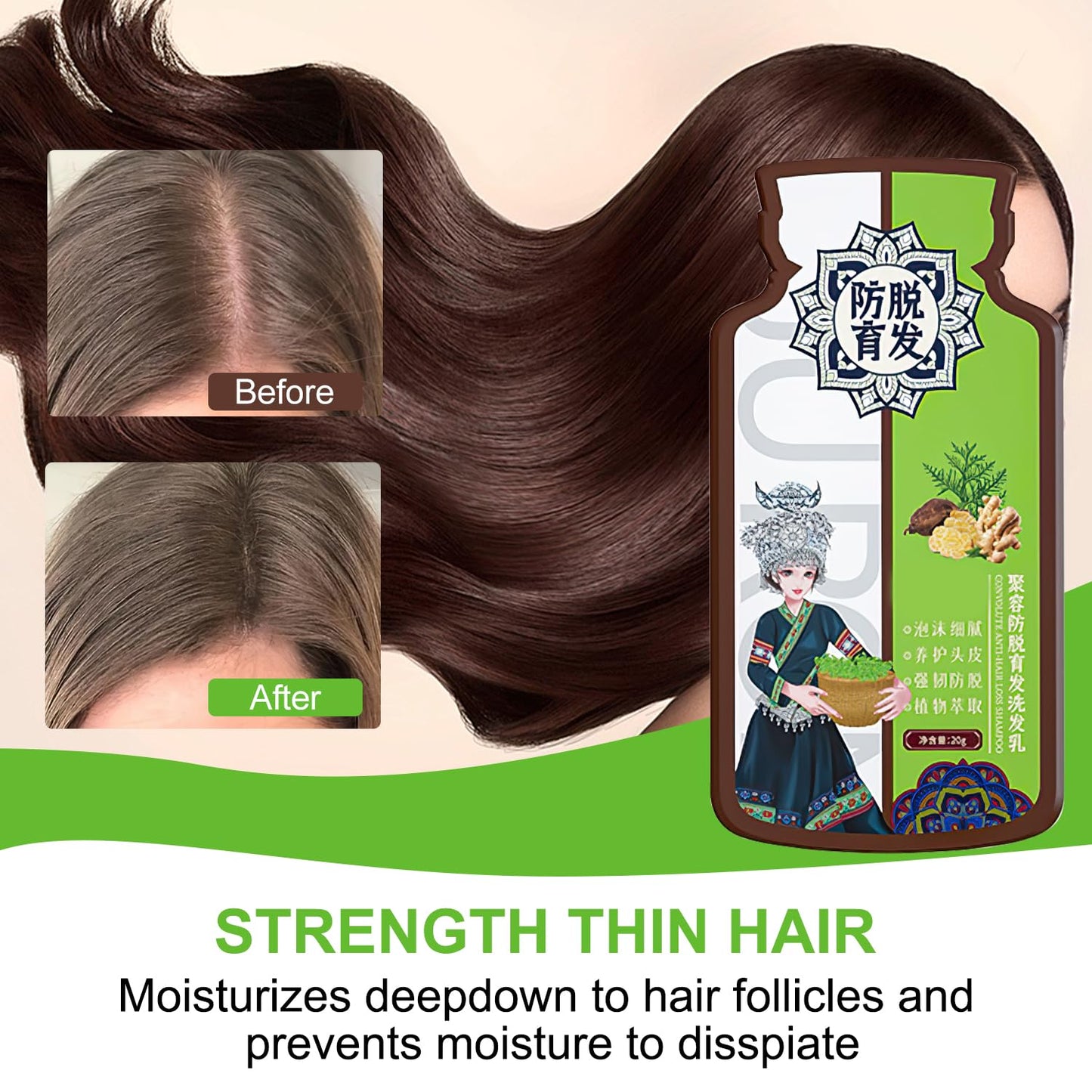 Ginger Plant Extract Hair Shampoo - Anti-Hair Loss, Nourishing Formula for Stronger, Thicker Hair for Women and Men (2 Boxes)