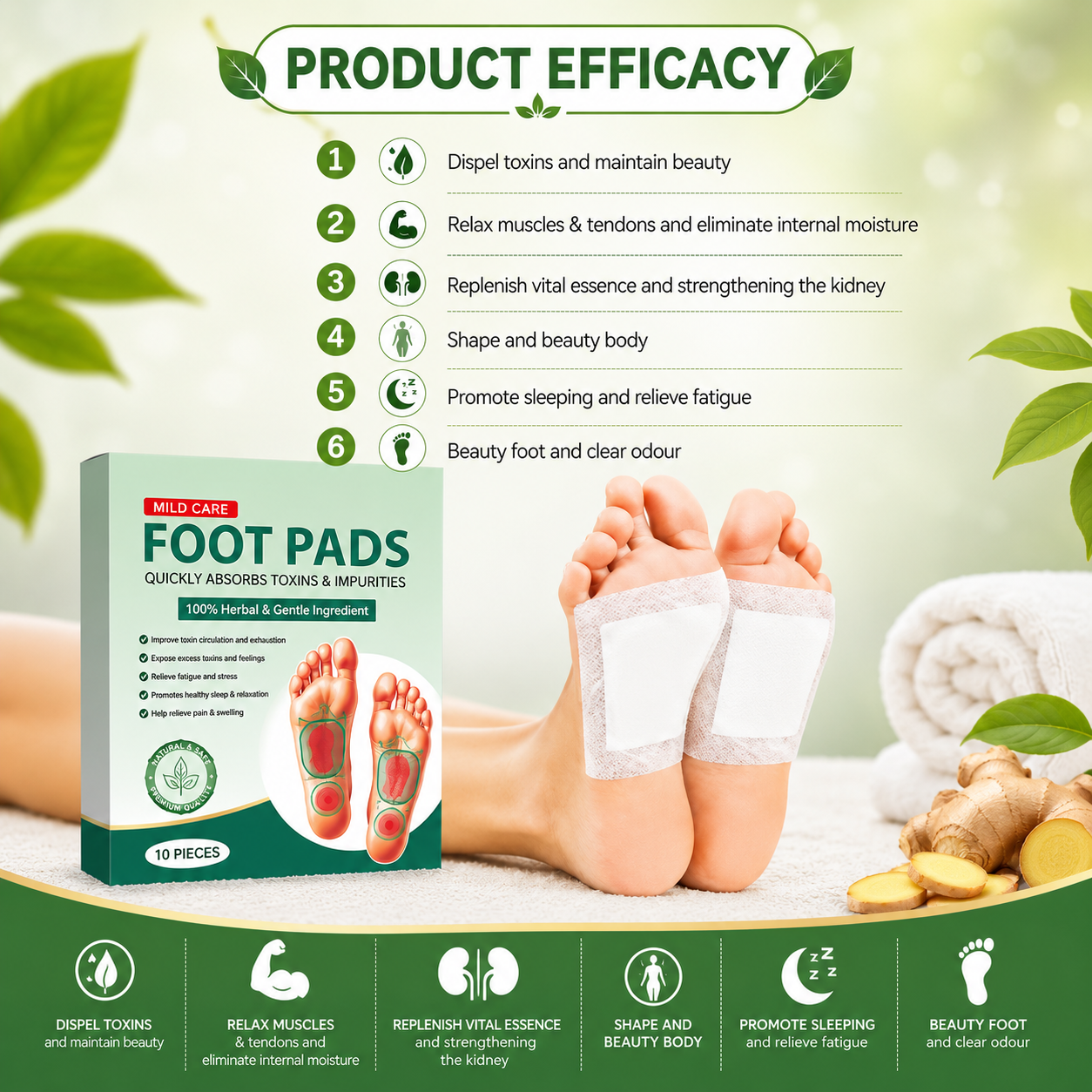 100% 🌿 Pure Sole Herbal & Gentle Ingredient Detox Foot Pads 🦶 BUY 10 GET 20 FREE (Pack of 30)