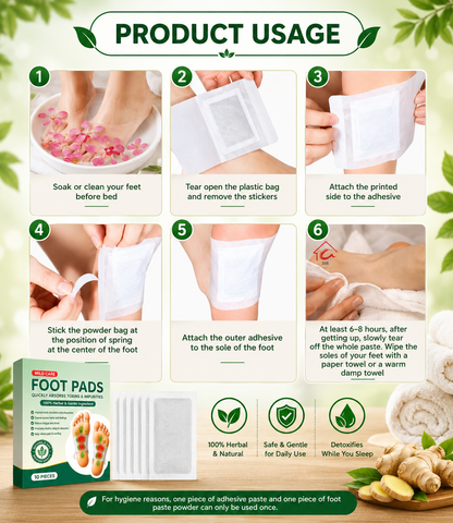100% 🌿 Pure Sole Herbal & Gentle Ingredient Detox Foot Pads 🦶 BUY 10 GET 20 FREE (Pack of 30)
